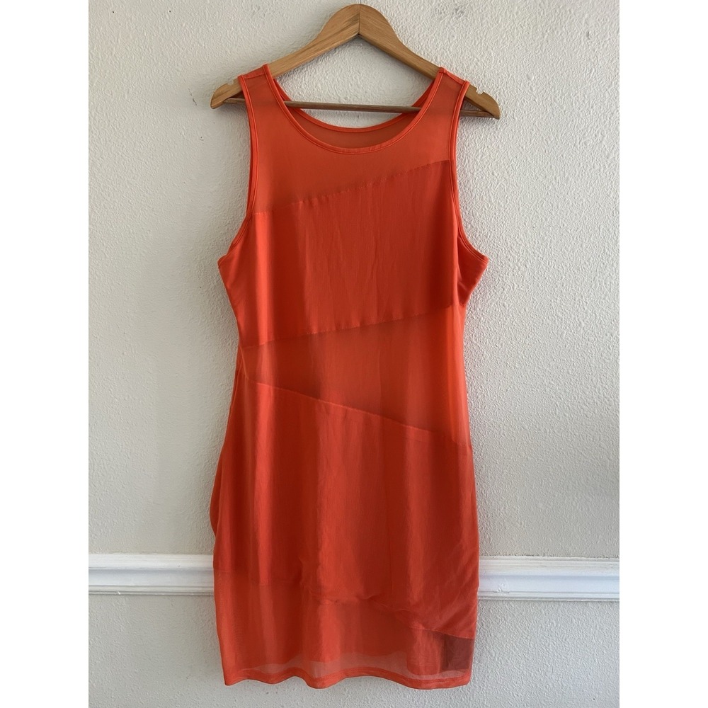 SHEIN Curve 3XL New Orange Sheer Bodycon Dress Feminine Party Coquette